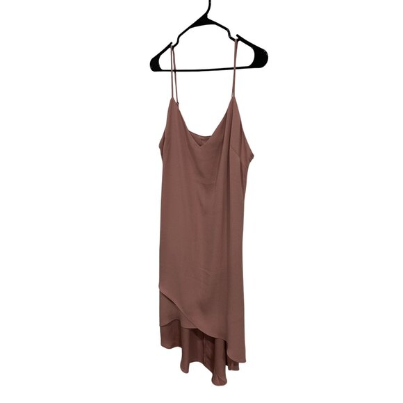 BCBG MaxAzria Astrella Dusty Pink Sleeveless Asymmetrical Hem Slip Dress Sz M - Picture 3 of 8